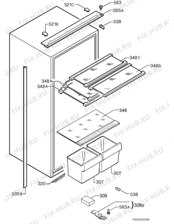Взрыв-схема холодильника Arthurmartinelux ARN23520 - Схема узла Housing 001